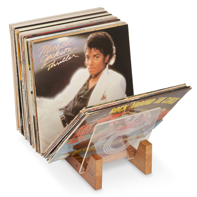 Legend Vinyl Record Display Shelf Unit in Vintage Oak with Acrylic Ends