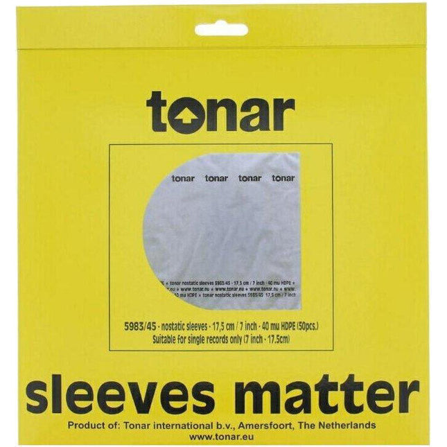 Tonar 7 Inch Anti-Static Inner Record Sleeves - Pack of 50