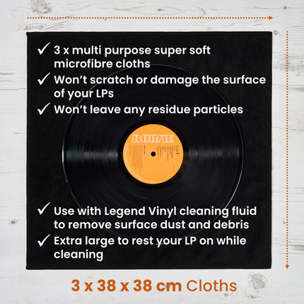 Legend Vinyl Pack of 3 Extra-large Vinyl Cleaning Microfibre Cloths