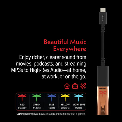 Audioquest DragonFly Copper Digital-to-Analog Converter USB Headphone Amp