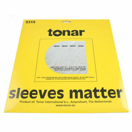 Tonar 10 Inch Anti-Static Inner Record Sleeves - Pack of 50