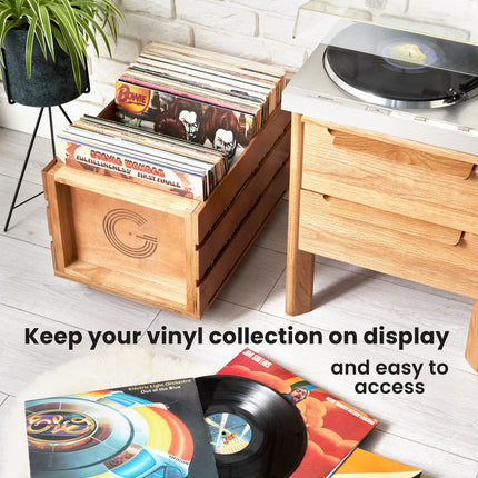 Legend Vinyl Wooden Vinyl Record Storage Crate on Wheels